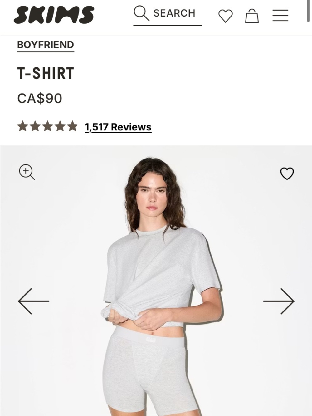 SKIMS Boyfriend T-Shirt - Oversized XS